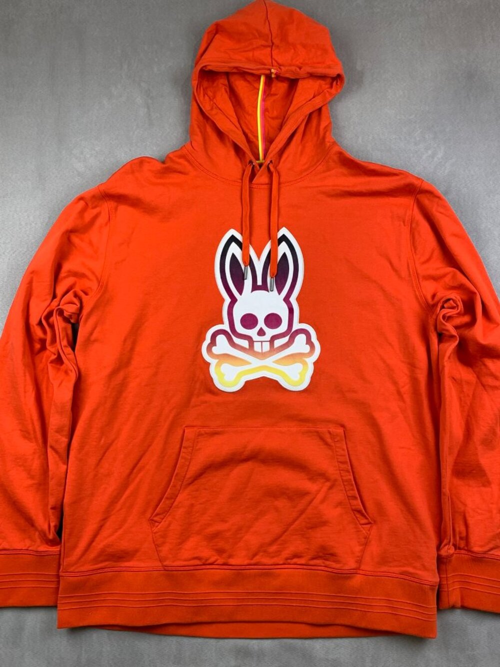 Psycho Bunny Mens Sweater 3XL Orange Pullover Hoodie Long Sleeve French Terry